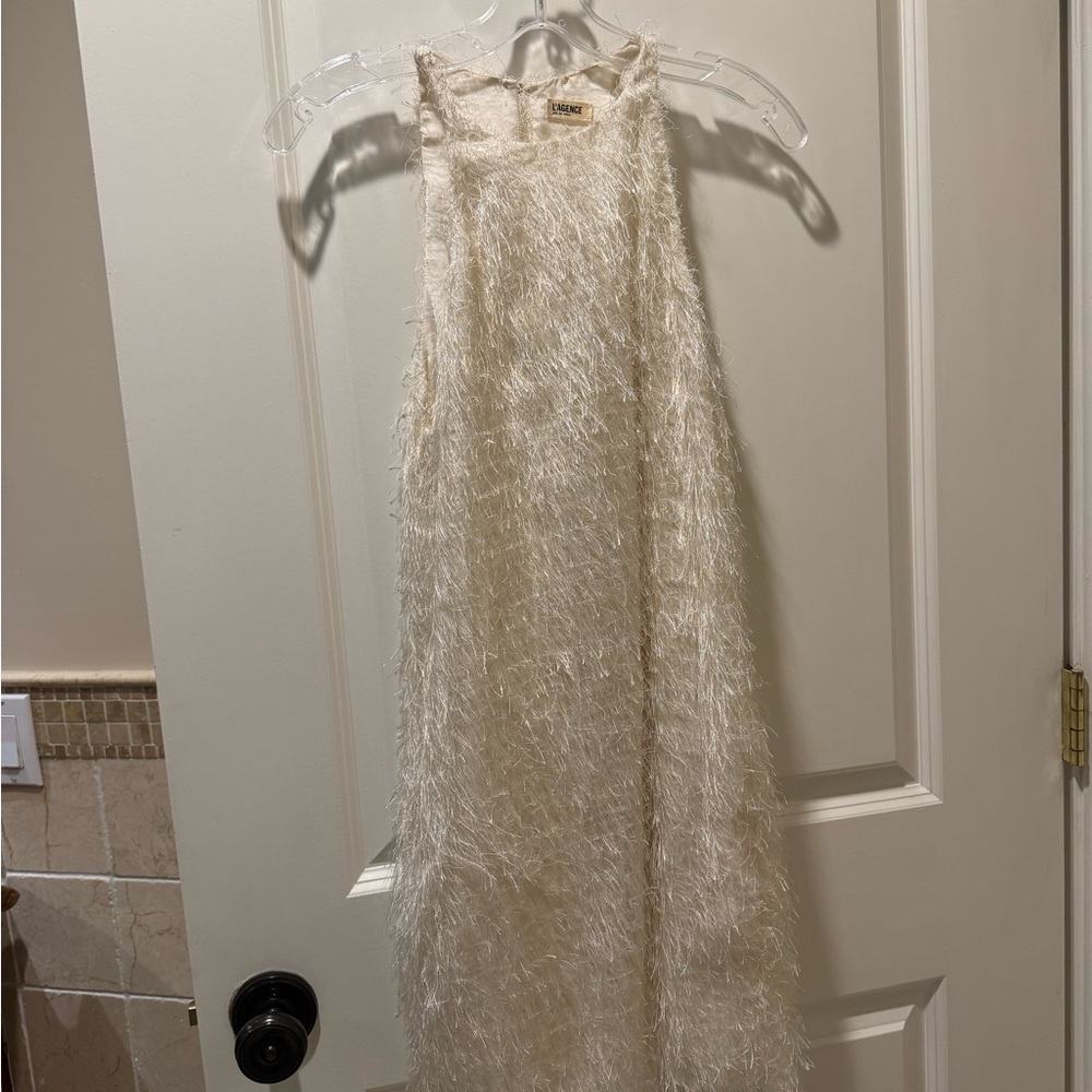 L'AGENCE Ivory Textured Sleeveless Dress